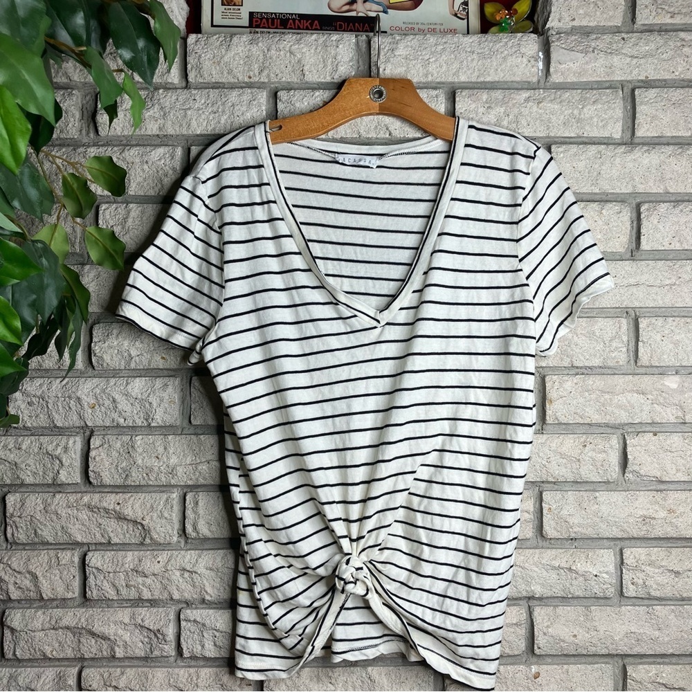 LacaUSA Striped Knot Front Tee Shirt